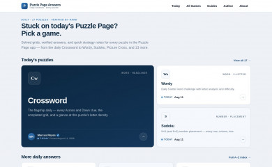 puzzlepageanswers.com screenshot