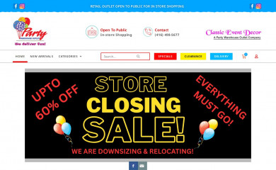 partywarehouseoutlet.com screenshot