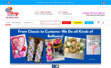 partywarehouseoutlet.com screenshot