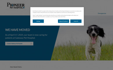 pioneerpethospital.com screenshot