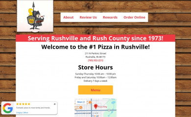 pizzakingofrushville.com screenshot