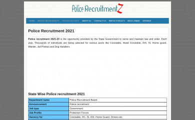 policerecruitmentz.in screenshot