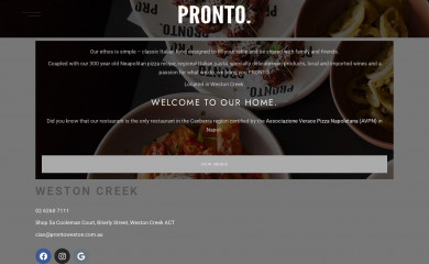 prontorestaurant.com.au screenshot