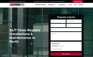 professionalglass.com.au screenshot