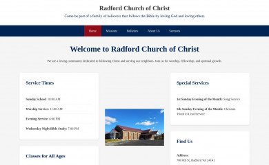 radfordchurchofchrist.com screenshot