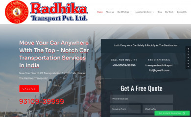 radhikatransport.com screenshot