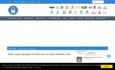 radiocodescalculator.com screenshot