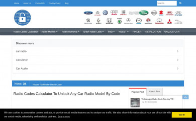 radiocodescalculator.com screenshot