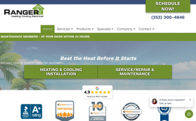 rangerheating.com screenshot