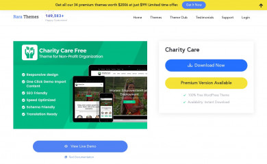 https://rarathemes.com/wordpress-themes/charity-care/ screenshot