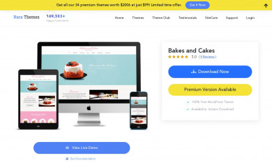 https://rarathemes.com/wordpress-themes/bakes-and-cakes/ screenshot