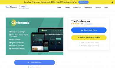 https://rarathemes.com/wordpress-themes/the-conference screenshot