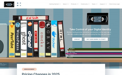 reclaimhosting.com screenshot