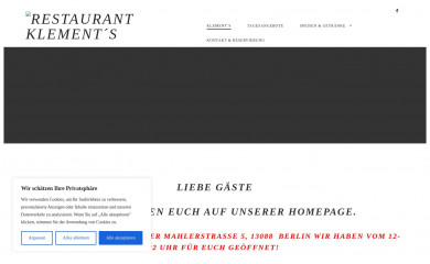 restaurant-klements.de screenshot