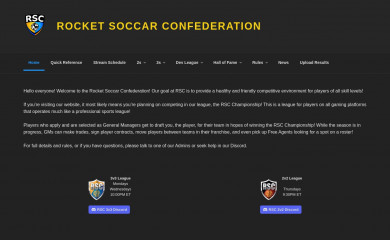 rocketsoccarconfederation.com screenshot