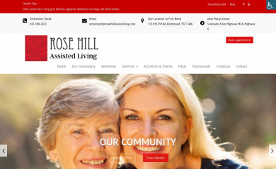 rosehillseniorliving.com screenshot