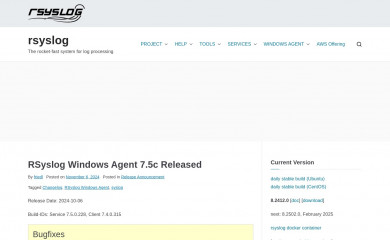 rsyslog.com screenshot