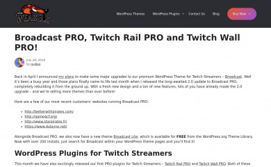 https://www.streamweasels.com/twitch-wordpress-themes/broadcast-pro/ screenshot