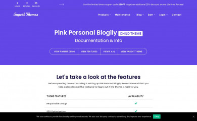 Pink Personal Blogily screenshot