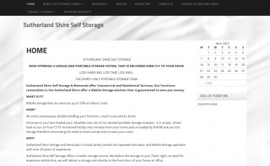 sutherlandshirestorage.com.au screenshot