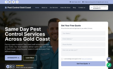 samedaypestcontrolgoldcoast.com.au screenshot