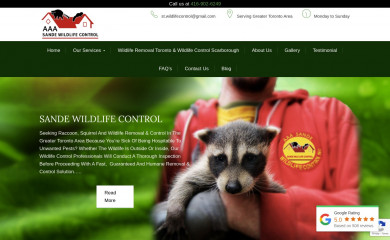sandewildlifecontrol.com screenshot