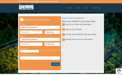 savannahcarrentals.com screenshot