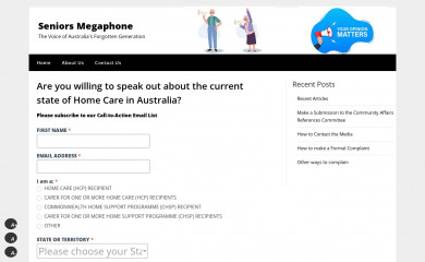 seniorsmegaphone.com.au screenshot