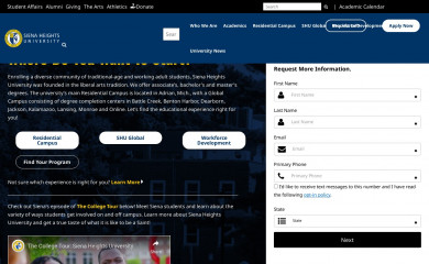 sienaheights.edu screenshot