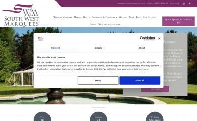southwestmarquees.co.uk screenshot