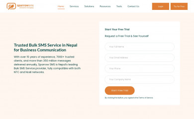 sparrowsms.com screenshot