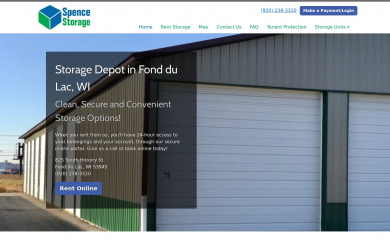 spencestorage.com screenshot