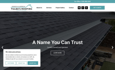 tulbasroofing.com screenshot