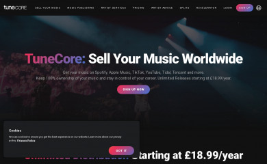 tunecore.co.uk screenshot