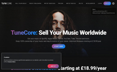 tunecore.co.uk screenshot