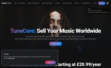 tunecore.co.uk screenshot