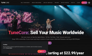 http://tunecore.com screenshot