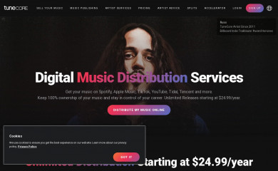 http://tunecore.com screenshot