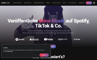 tunecore.com.de screenshot