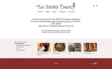 twosistersbakery.net screenshot