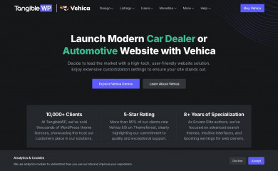 https://tangiblewp.com/vehica screenshot