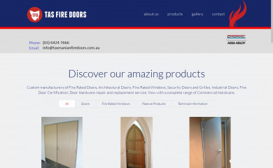 tasmanianfiredoors.com.au screenshot