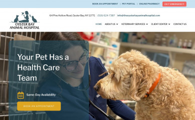 theoysterbayanimalhospital.com screenshot