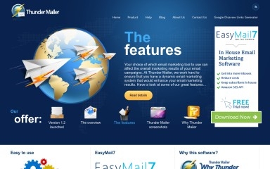 thundermailer.com screenshot