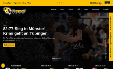 tigers-tuebingen.de screenshot