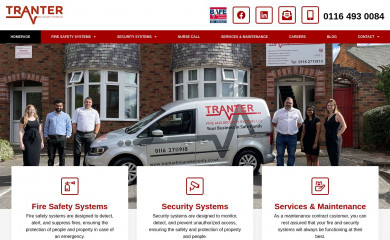 tranterfireandsecurity.co.uk screenshot