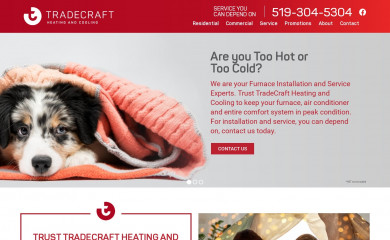 tradecraftheatingandcooling.com screenshot