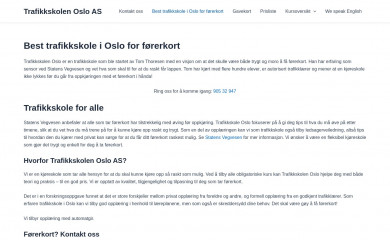 trafikkskolenoslo.no screenshot