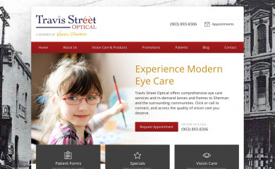 travisstreetoptical.com screenshot