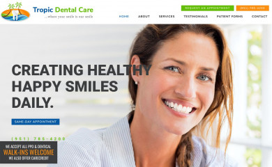tropicdentalcare.com screenshot